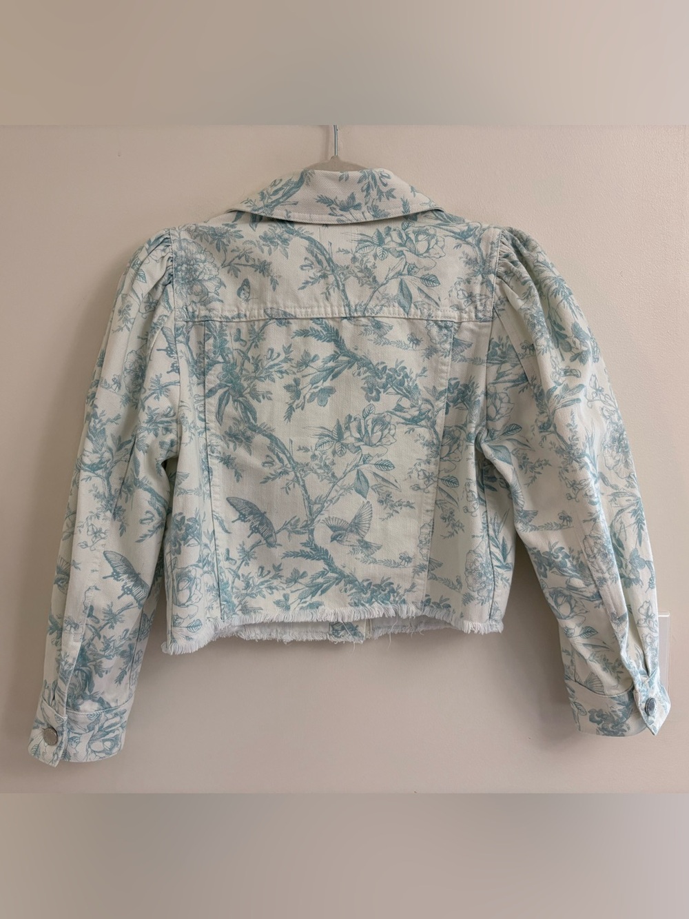Alice + Olivia Lana Toile Puff Sleeve Cropped Denim Jacket S Cottagecore Bttrfly - Picture 7 of 12